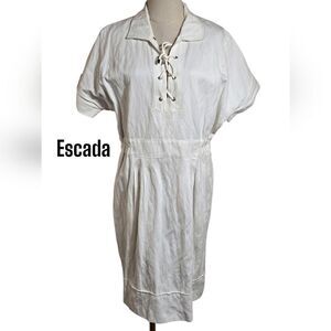 Escada White Lace-Up Beach Mini Dress